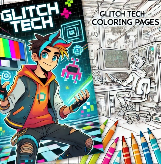 Glitch Tech Coloring Pages