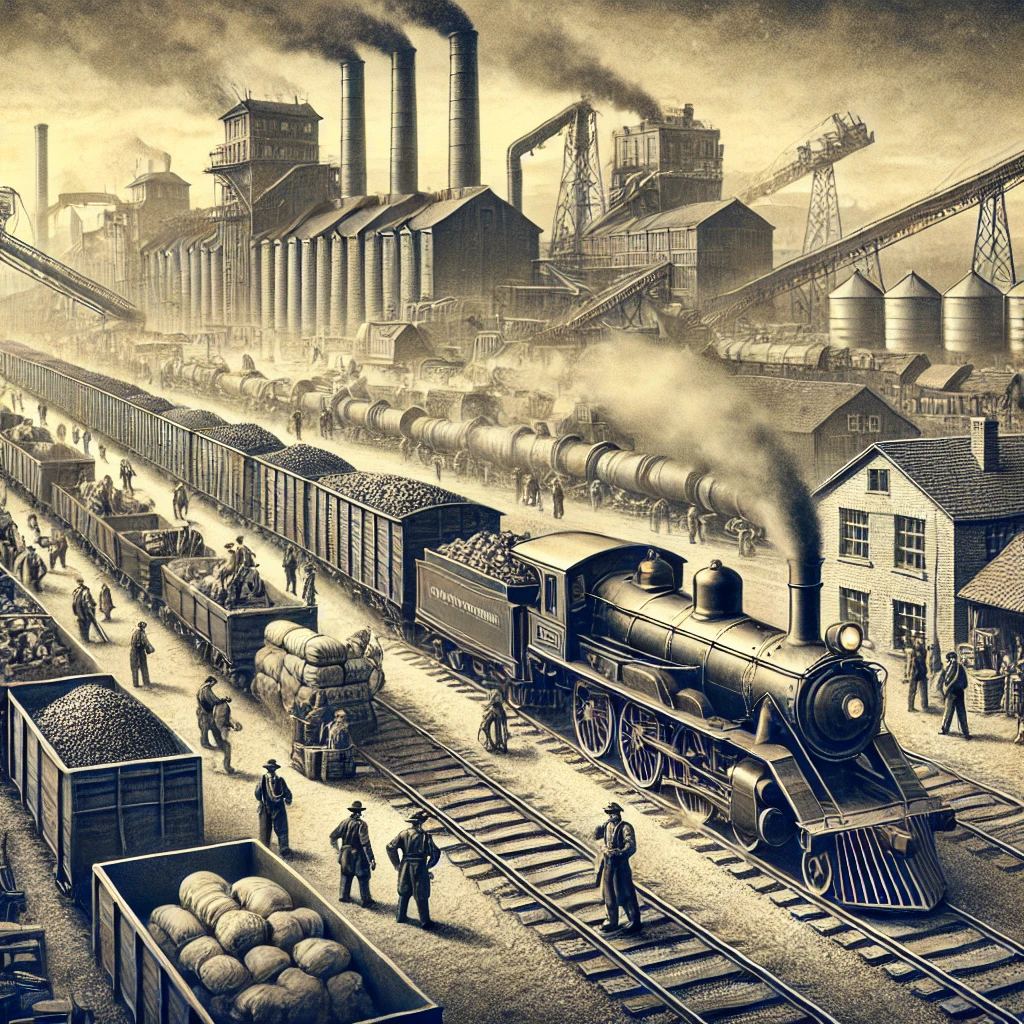 how did steam locomotives lower the cost of transporting raw materials and finished goods